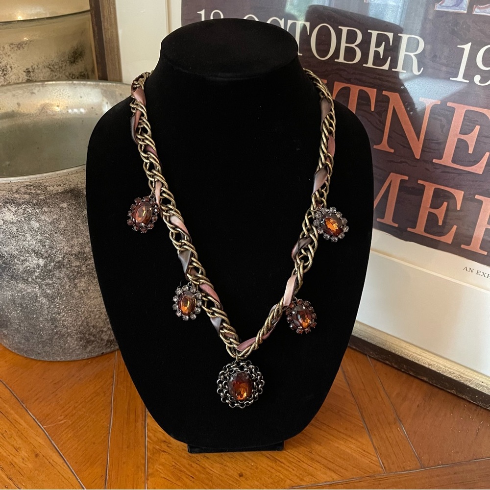 LOFT Regencycore Edwardian Necklace Chain Ribbon Faux Jewel Bridgerton